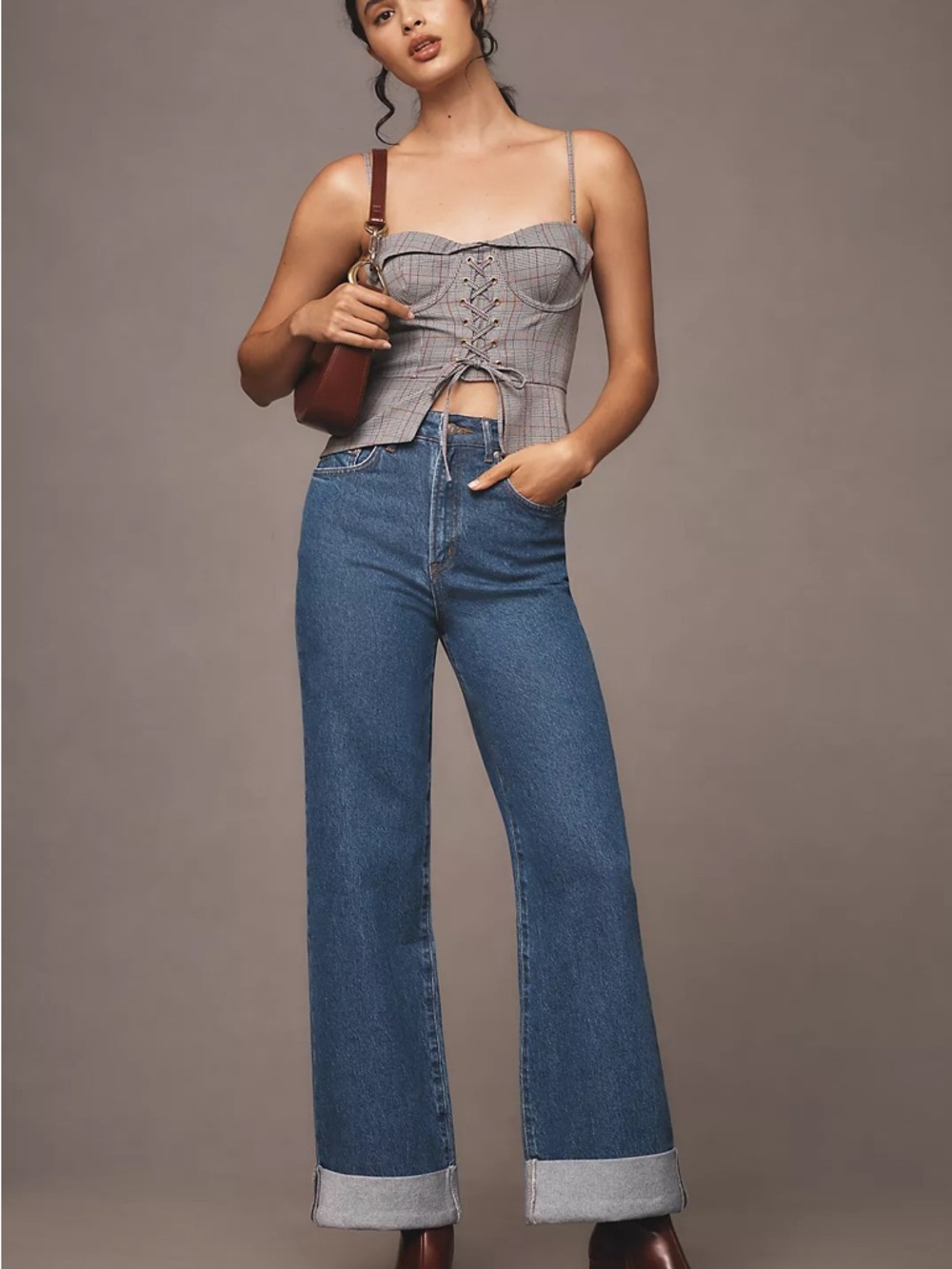 Anthropologie The Austyn High-Rise Cuffed Wide-Leg Jeans By Pilcro size 28